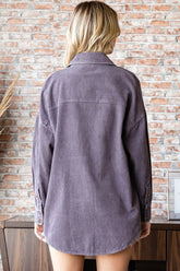 First Love Washed Corduroy Long Sleeve Button Down Shirt - Vintage Style & Comfort
